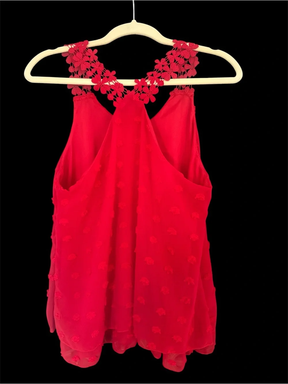Red Floral Appliqué Sleeveless Tank